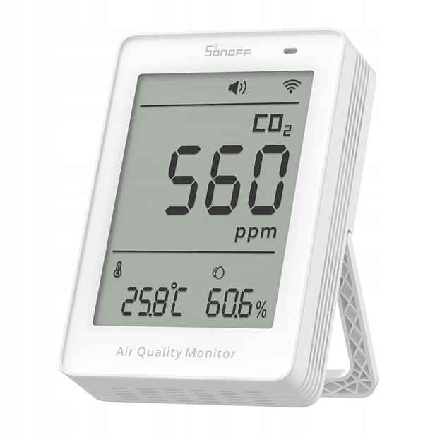 Měřič kvality vzduchu WiFi LCD Sonoff AirGuard CO2 SAWF-08P