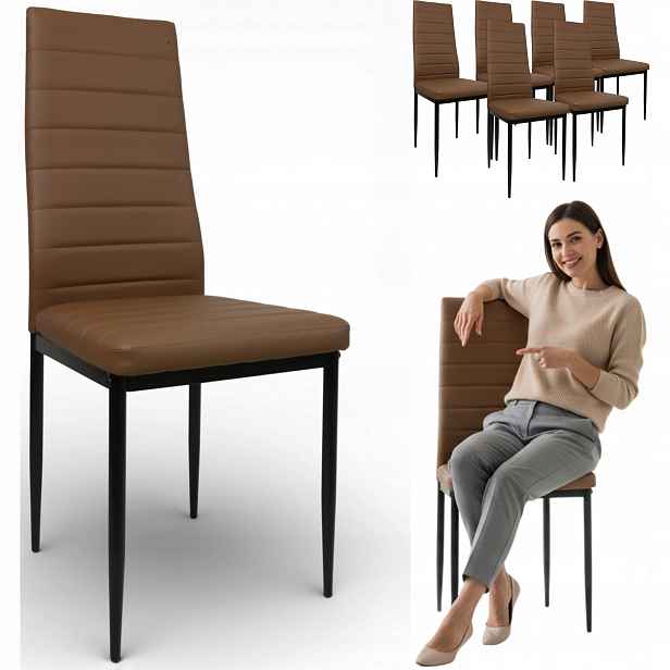 6 židlí světle hnědá brand glamour loft moderní obývací pokoj jídelna komfort