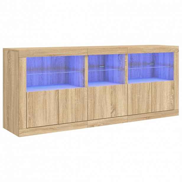 vidaXL Příborník s LED osvětlením dub sonoma 162 x 37 x 67 cm