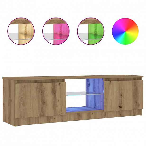 vidaXL TV stolek s LED dub artisan 120 x 30 x 36 cm kompozitní dřevo
