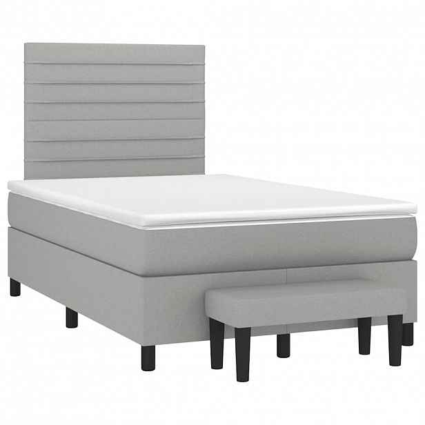 vidaXL Box spring postel s matrací světle šedá 120x190 cm textil