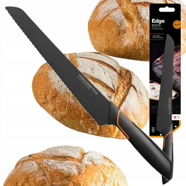 Nůž Na Pečivo Chelba Fiskars Edge Kuchyňský Ostrý Premium 24 CM Černý