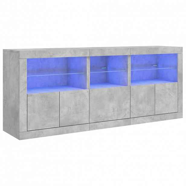 vidaXL Příborník s LED osvětlením betonově šedý 162 x 37 x 67 cm
