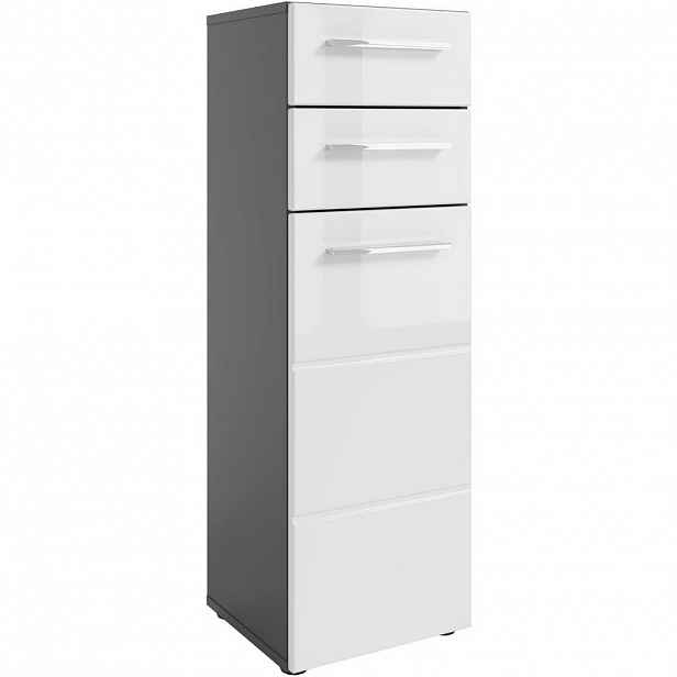 Xora MIDI SKŘÍŇKA, antracitová, vysoce lesklá bílá, 34/104/31 cm