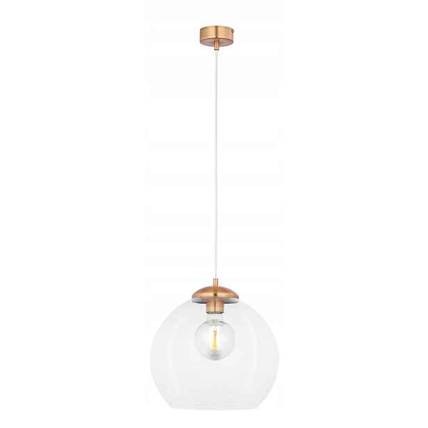 Závěsná lampa Asti Měděná Transparentní Skleněná Stínidlo 1xE27 29 cm Strop
