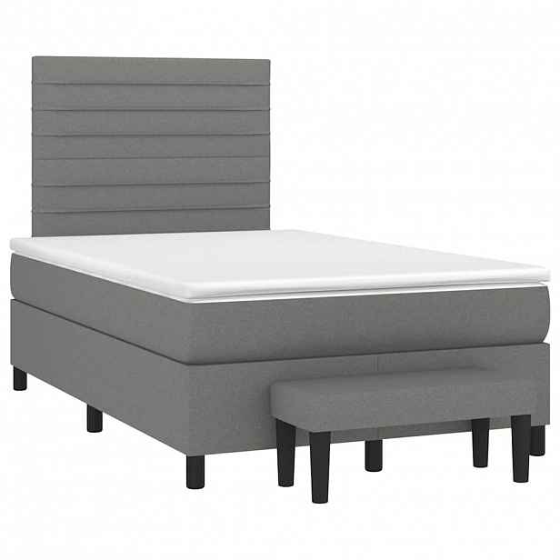 vidaXL Box spring postel s matrací tmavě šedá 120x190 cm textil