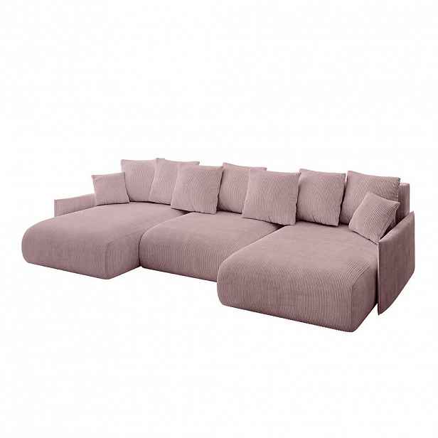 ALTDECOR SEDACÍ SOUPRAVA s funkcí lůžka a úložným prostorem pod postelí ONESK-U-v1 317x177x72 růžový manšestr