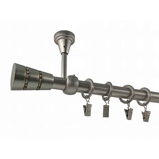 Garnýž Kovový Stropní 19 mm galvanizovaný Satén 140 Cm MIX Koncovek