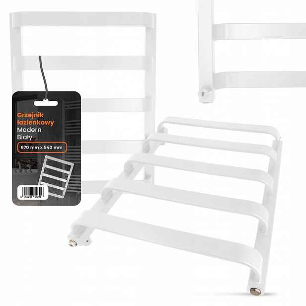 Koupelnový radiátorový žebřík 670 x 540 mm, žebříkový, bílý, 2G-T
