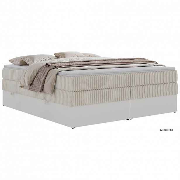 MKS POSTEL BOXSPRING TRAVIT ZERO KING 180/200 - Béžová Manšestr - Topper T25 - H3