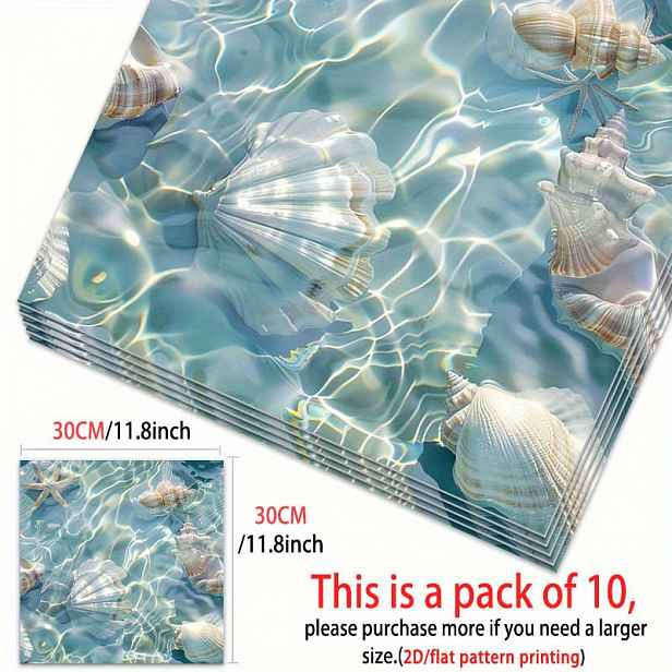 TEMU 10 ks 2D plochých elegantních samolepek na podlahu s vzorem, o rozměrech 11,81 x 11,81 palců (30 x 30 cm), samolepicí PVC samolepky na podlahu,