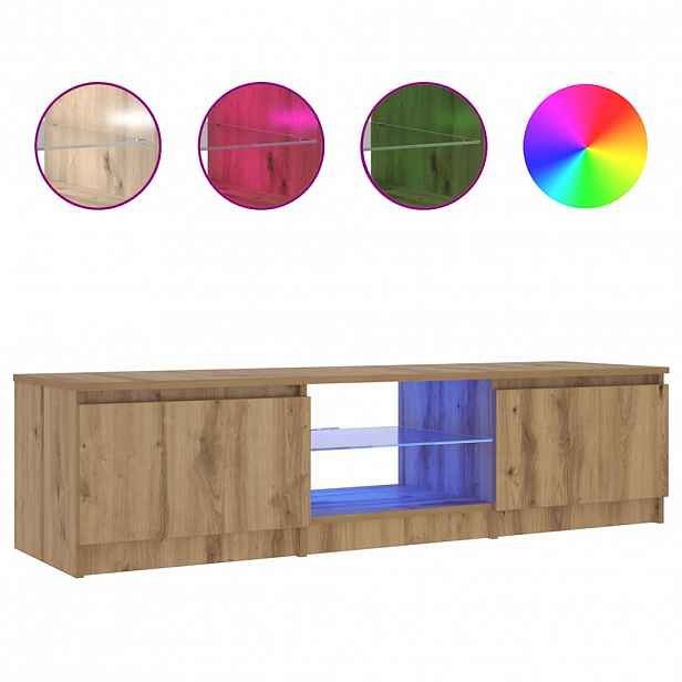 vidaXL TV stolek s LED dub artisan 140 x 40 x 36 cm kompozitní dřevo