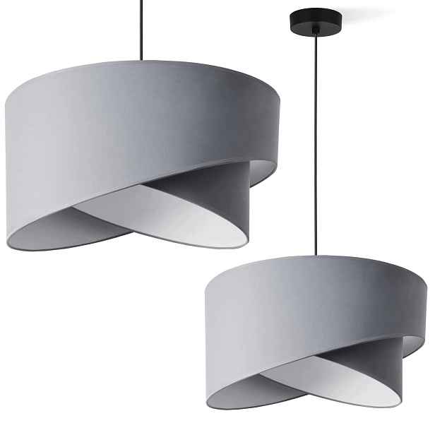 Závěsná Stropní Lustrová Lampa Se Stínidlem, Šedá, Do Ložnice Obývacího Pokoje, 45 CM