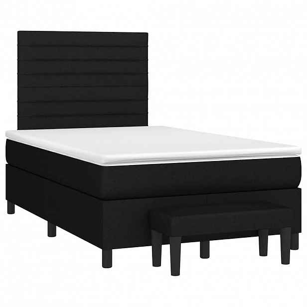 vidaXL Box spring postel s matrací černá 120x190 cm textil