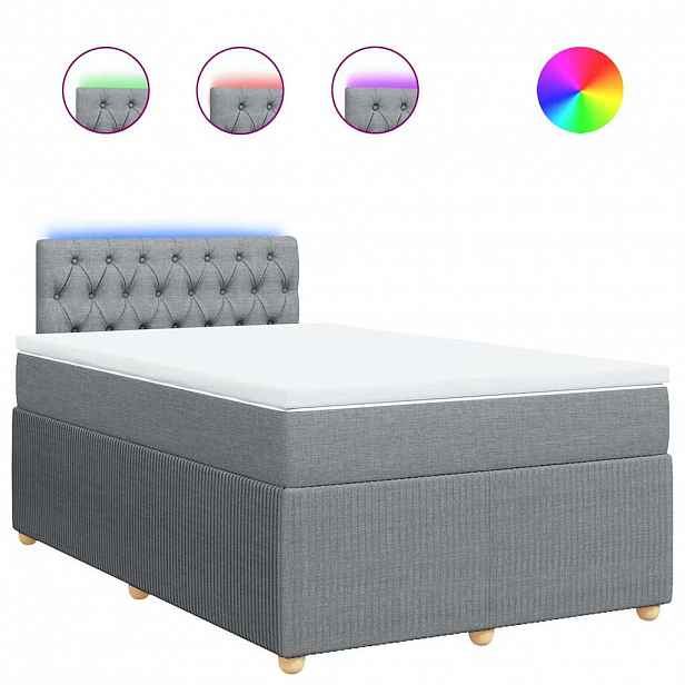vidaXL Box spring postel s matrací světle šedá 120x190 cm textil