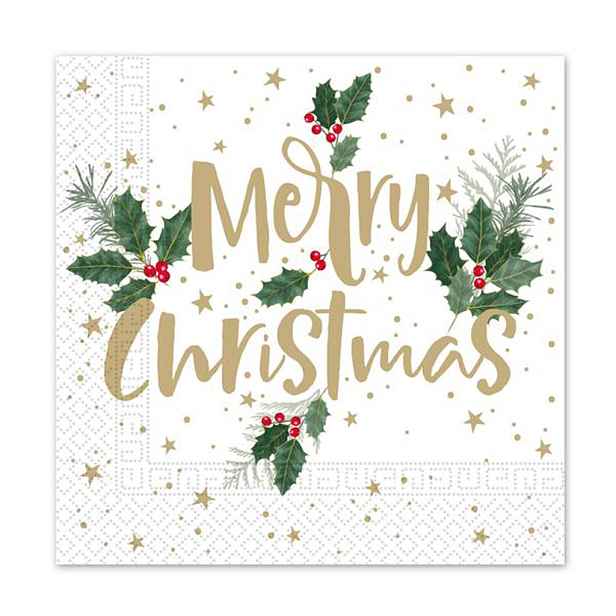 PROCOS Vánoční papírové ubrousky 33x33cm 3vrstvé merry christmas 20ks