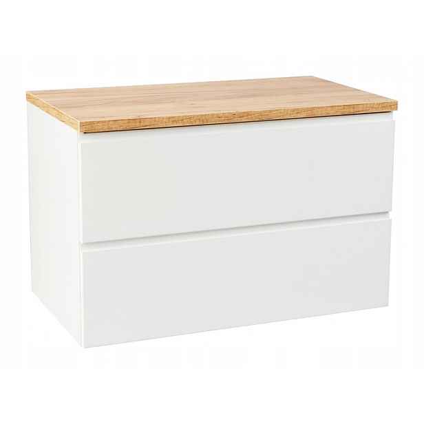 Skříňka do koupelny Bílá 60x50 cm závěsná s pevnou deskou pod umyvadlo