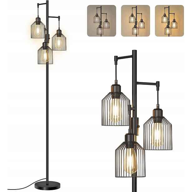 Vasagle Podlahová lampa stmívatelná 29 x 32 x 176,5 cm černá LFL013BD02