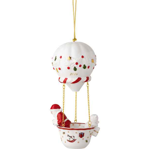 Villeroy & Boch Závěsná porcelánová ozdoba Christmas Classics 2026, Santa v horkovzdušném balonu, 15,5 cm 14-8675-4367
