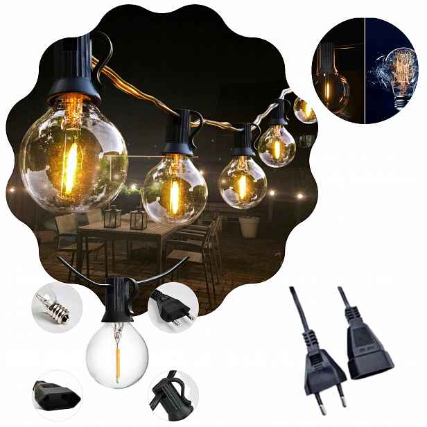 Zahradní girlanda Led světla 18 m 32 x Led žárovky G40 1 W Venkovní