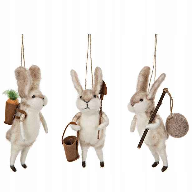 Přívěsek Bombička Na Velikonoce Zajíčci Vlněná 3ks Handmade