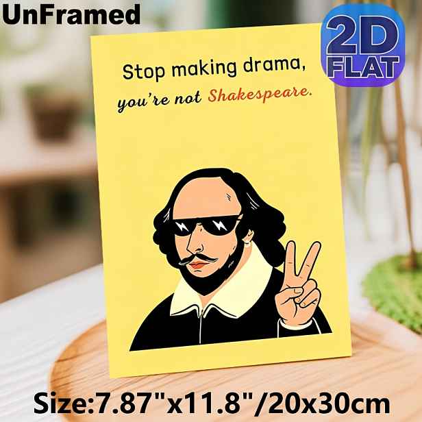 TEMU 2D plakát, 1 ks s vtipným citátem na téma Shakespeara - Moderní vtipné Shakespearovské nástěnné umění vhodné do ložnice, kanceláře -