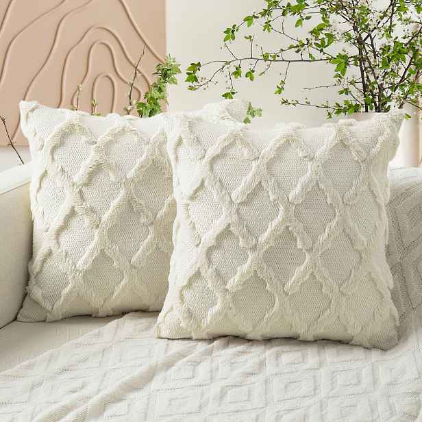 TEMU 2ks Moderní Geometrické Povlaky na Polštáře - Měkká Texturovaná Umělá Kůže, Skrytý Zip, Pratelné pro Obývací Pokoj, Boho Dekorace Ložnice