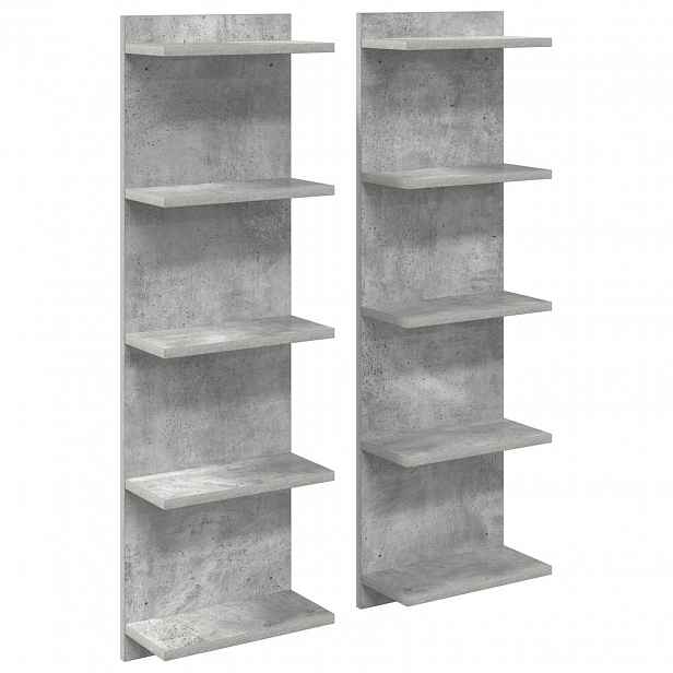 vidaXL Nástěnná polička 2 ks Betonově šedá 30 x 15 x 100 cm