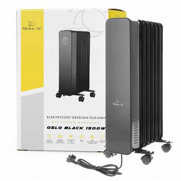 Elektrický olejový ohřívač Oslo Mission Air černý 1500 W černý Wifi Timer
