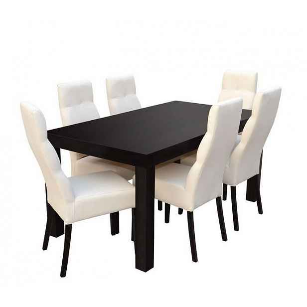 Jídelní set pro 6 osob MOVILE 43 - wenge / bílá ekokůže
