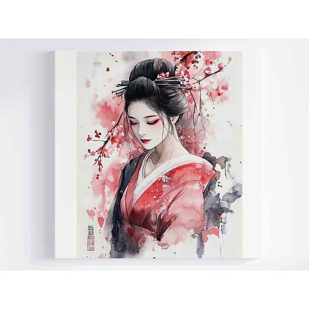 Obraz Na Plátně Canvas Portrét Žena Dívka Gejša Japonsko 60x60