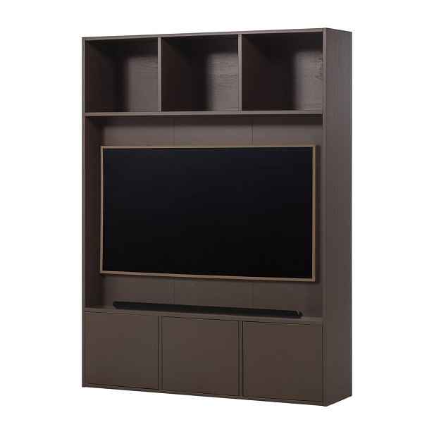 Tmavě hnědá TV sestava z borovicového dřeva 160x215x40 cm Meggy – WOOOD