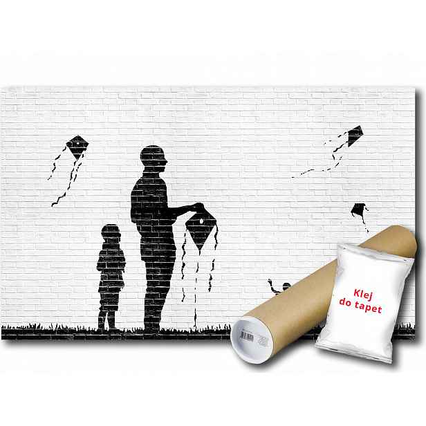 Vinylová fototapeta Graffiti nástěnná malba cihla děti zábava létající drak 208x146