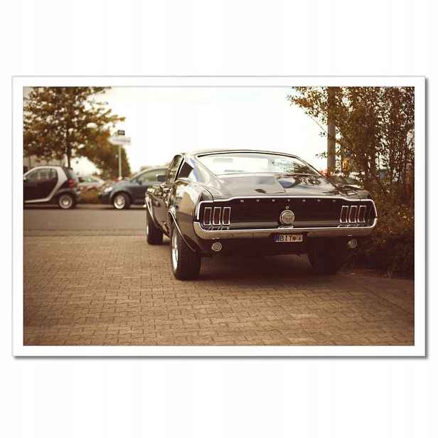Plakáty v rámu 60x40 Ford Mustang černo-bílé