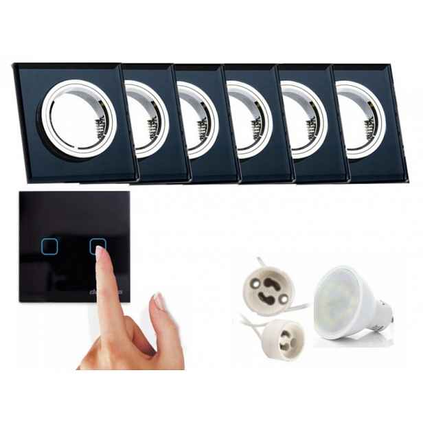 6X Skleněná Halogenová Lampa Na Strop, Vypínač Led Žárovky 10W, Velmi Teplá