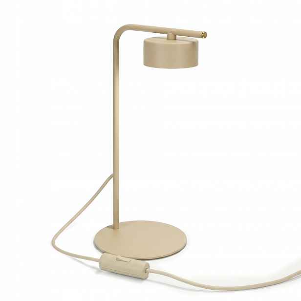 Béžová, minimalistická designová stolní lampa GX53 pro noční stolek