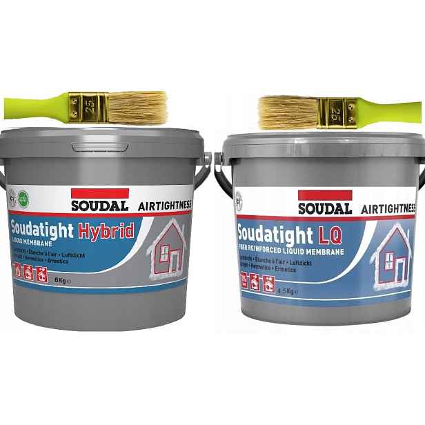 Soudal Sws membrána Hybrid 6 kg vnější Lq 4,5 kg vnitřní +2 štětce