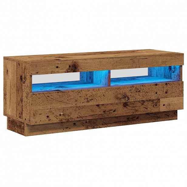 vidaXL TV stolek s LED old wood 100 x 35 x 40 cm kompozitní dřevo