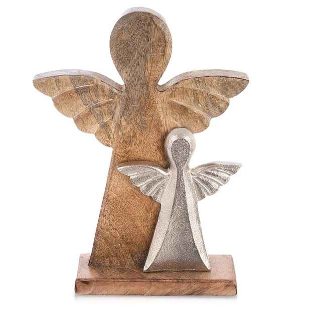Dřevěný anděl, figurka anděla, dekorativní stojící figurka, 32,5 cm
