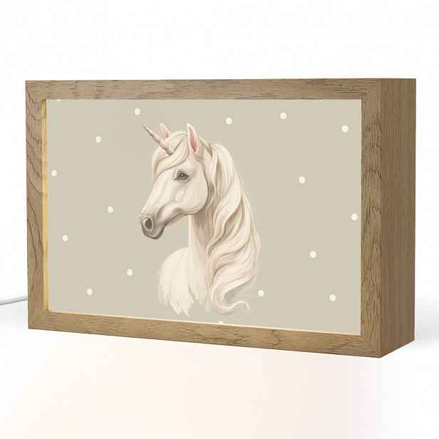 OnlyWow NOČNÍ LAMPIČKA Jednorožec - bílý - tečky 30x20 cm