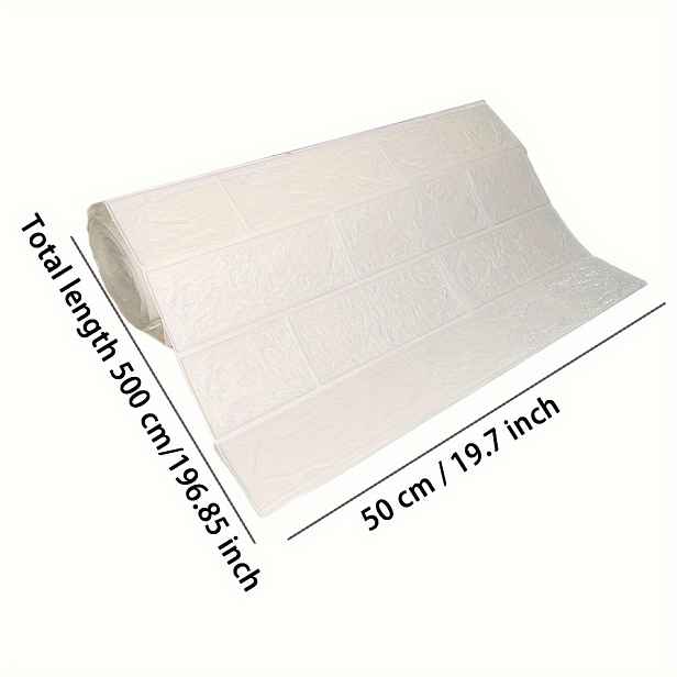 TEMU 1 role (50,04 cm x 5,0 m) samolepicí voděodolné instantní 3D nástěnné panely – voděodolná pěnová samolepicí nástěnná deska, simulovaný cihlový ,