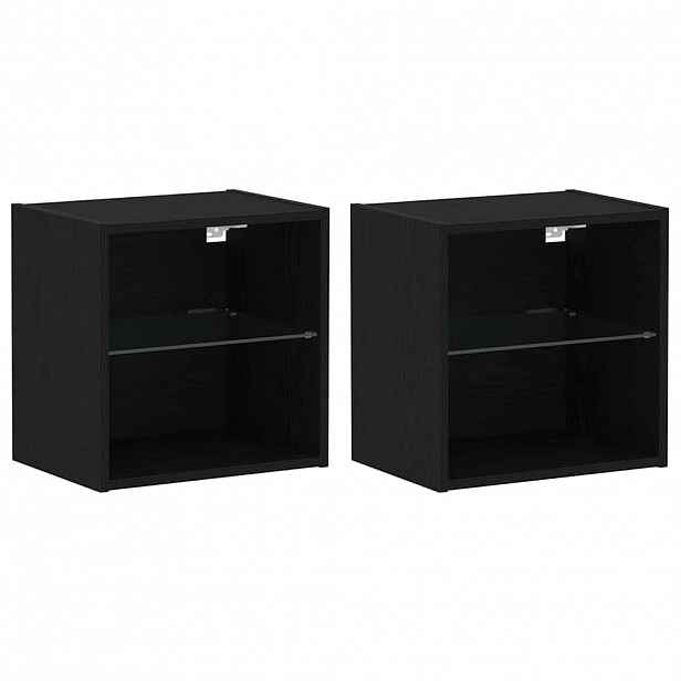vidaXL Floating Shelf with LED Light 2 ks Černá 40 x 28,5 x 40 cm