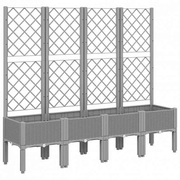 vidaXL Zahradní truhlík s treláží světle šedý 160 x 40 x 142 cm PP