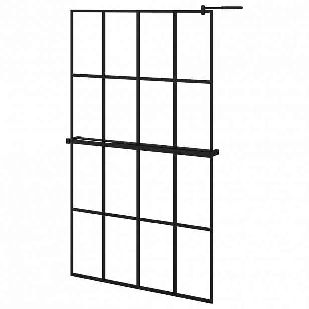 vidaXL Zástěna do průchozí sprchy s policí černá 118x190 cm ESG/hliník