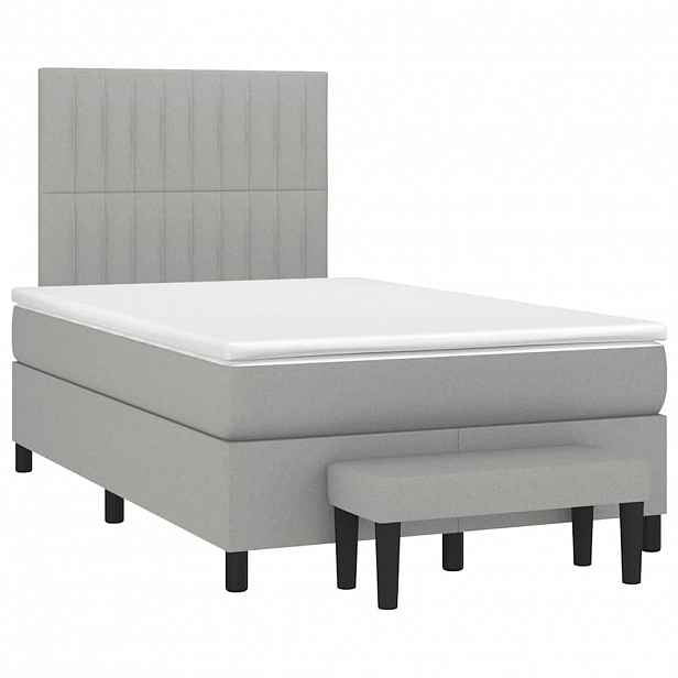 vidaXL Box spring postel s matrací světle šedá 120x190 cm textil