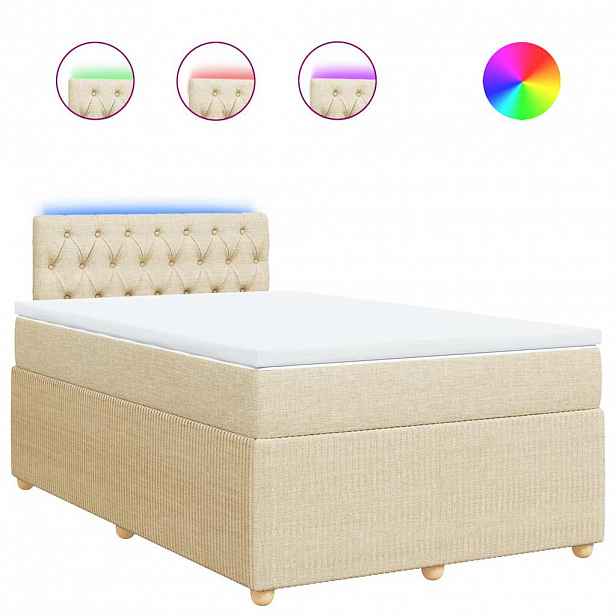 vidaXL Box spring postel s matrací krémová 120x190 cm textil