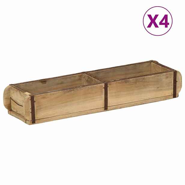 vidaXL Podnos 4 ks Hnědá 57 x 15 x 9 cm Masivní obnovované dřevo