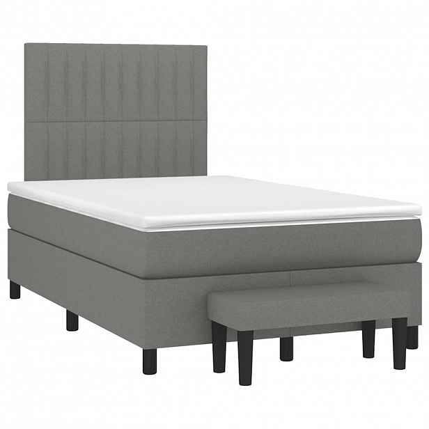 vidaXL Box spring postel s matrací tmavě šedá 120x190 cm textil