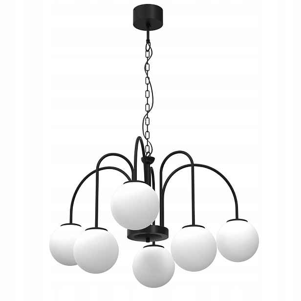 Luminex Závěsná lampa Cambridge černá 6xE14 skleněné koule 65 cm
