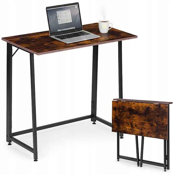 Skládací počítačový stůl 80x45 cm stolek pod laptop loft postaršený ořech M